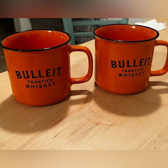 Bulleit Frontier Whiskey Ceramic Coffee Mugs (2) EUC - Picture 1 of 8